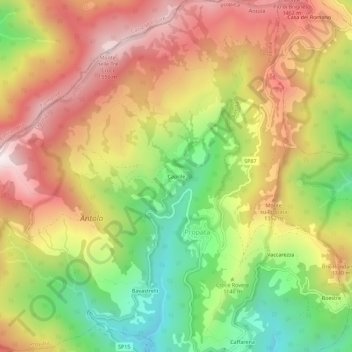 Mappa topografica Caprile, altitudine, rilievo