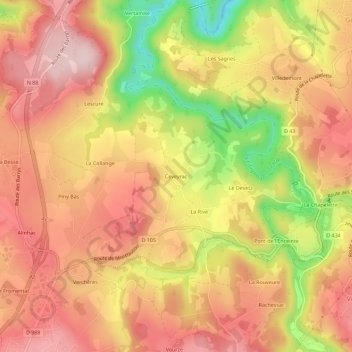 Mappa topografica Ceveyrac, altitudine, rilievo