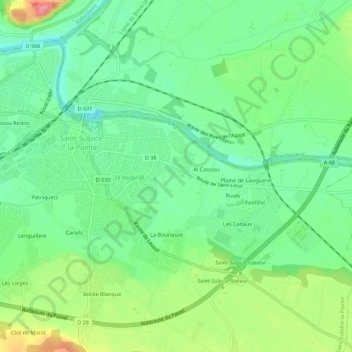 Mappa topografica En Barthet, altitudine, rilievo