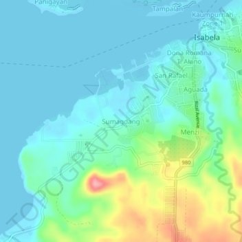 Mappa topografica Sumagdang, altitudine, rilievo