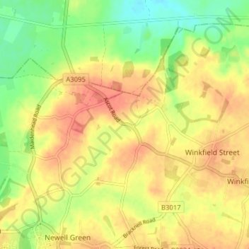 Mappa topografica Nuptown, altitudine, rilievo