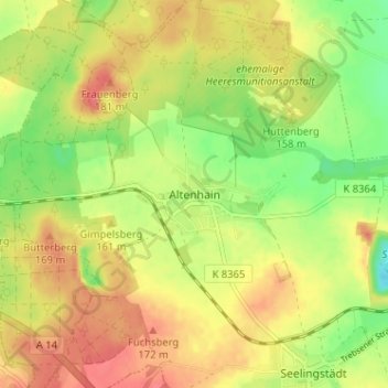 Mappa topografica Altenhain, altitudine, rilievo