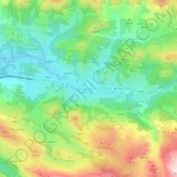 Mappa topografica Benia de Onís, altitudine, rilievo
