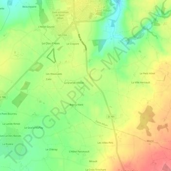 Mappa topografica La Fresnaie, altitudine, rilievo