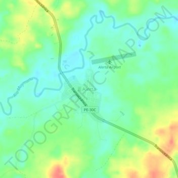 Mappa topografica Alerta, altitudine, rilievo