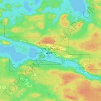 Mappa topografica York Landing, altitudine, rilievo