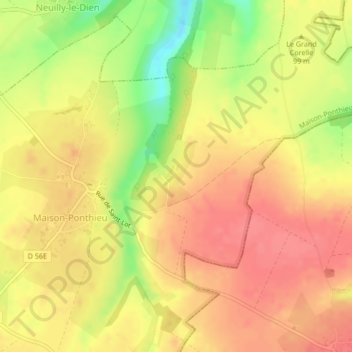 Mappa topografica Saint-Lot, altitudine, rilievo