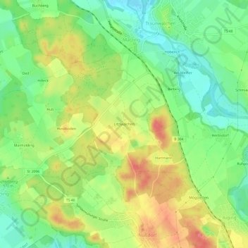 Mappa topografica Litzlwalchen, altitudine, rilievo