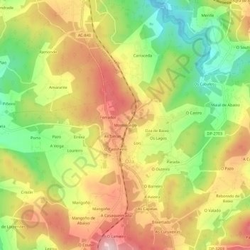 Mappa topografica Montelongo, altitudine, rilievo