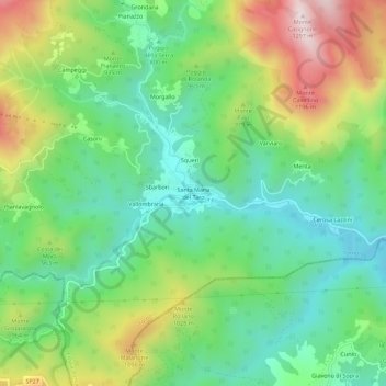 Mappa topografica Santa Maria del Taro, altitudine, rilievo