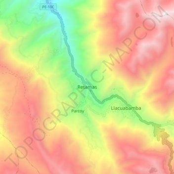 Mappa topografica Retamas, altitudine, rilievo