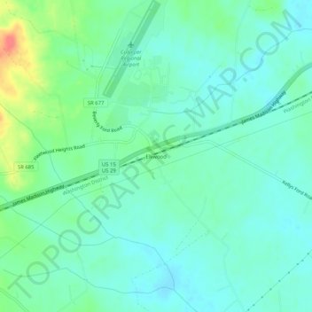 Mappa topografica Elkwood, altitudine, rilievo
