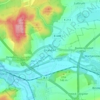 Mappa topografica Grasdorf, altitudine, rilievo