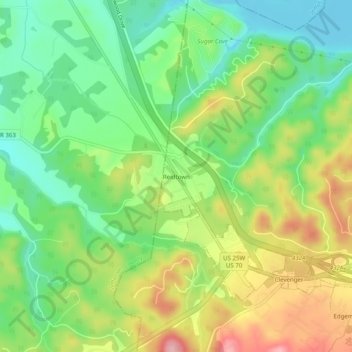 Mappa topografica Reidtown, altitudine, rilievo
