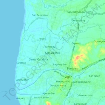 Mappa topografica San Vicente, altitudine, rilievo