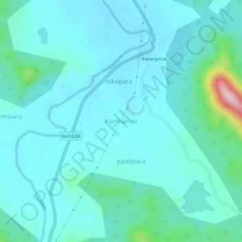 Mappa topografica Kumharras, altitudine, rilievo