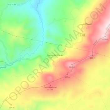 Mappa topografica Fuente del Conde, altitudine, rilievo