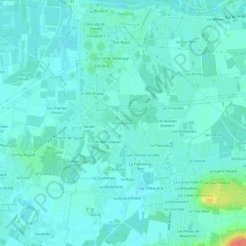 Mappa topografica Les Buttes, altitudine, rilievo