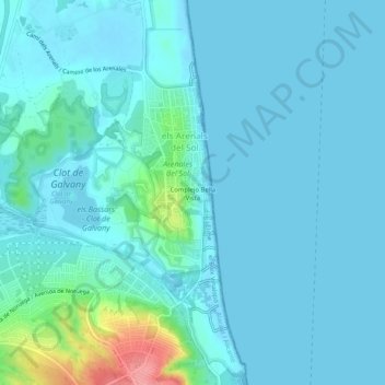 Mappa topografica Complejo Bella Vista, altitudine, rilievo