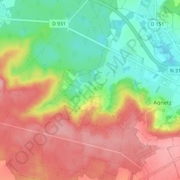 Mappa topografica Boulincourt, altitudine, rilievo