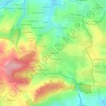 Mappa topografica La Chauvière, altitudine, rilievo
