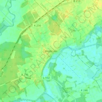 Mappa topografica Westrum, altitudine, rilievo