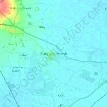 Mappa topografica Burgh Le Marsh, altitudine, rilievo