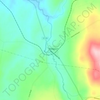 Mappa topografica Newport Center, altitudine, rilievo