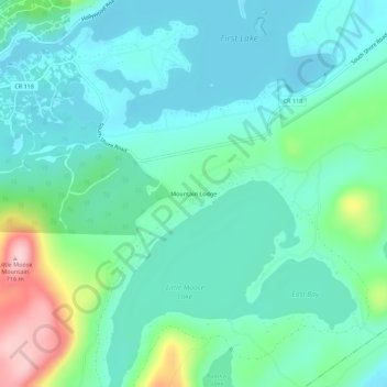 Mappa topografica Mountain Lodge, altitudine, rilievo