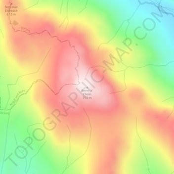Mappa topografica Beinn a' Choin, altitudine, rilievo