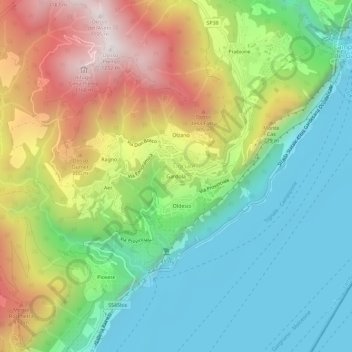 Mappa topografica Gardola, altitudine, rilievo