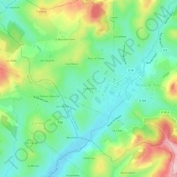Mappa topografica La Roche, altitudine, rilievo