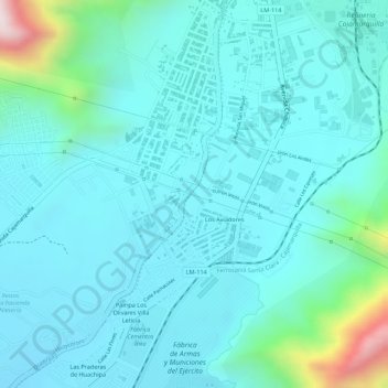 Mappa topografica Cajamarquilla, altitudine, rilievo