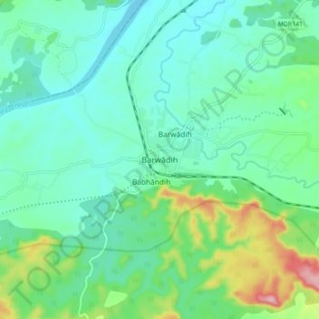 Mappa topografica Barwadih, altitudine, rilievo