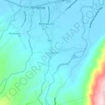 Mappa topografica Kahulogan, altitudine, rilievo