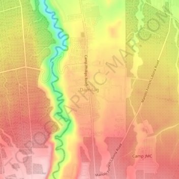 Mappa topografica Damilag, altitudine, rilievo