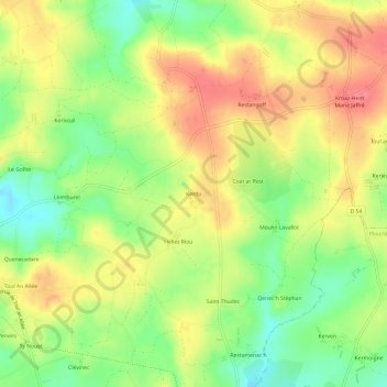Mappa topografica Kerdu, altitudine, rilievo