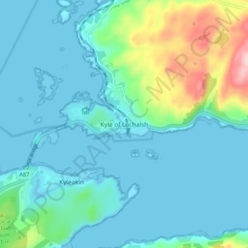 Mappa topografica Kyle of Lochalsh, altitudine, rilievo