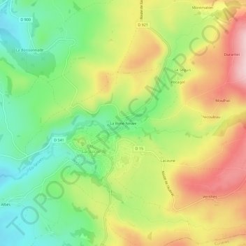 Mappa topografica La Borie Neuve, altitudine, rilievo