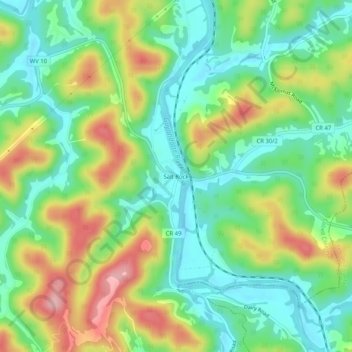 Mappa topografica Salt Rock, altitudine, rilievo