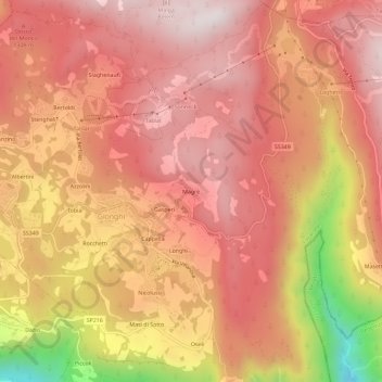 Mappa topografica Magrè, altitudine, rilievo