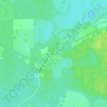 Mappa topografica Hampton Springs, altitudine, rilievo