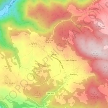 Mappa topografica Aliena, altitudine, rilievo