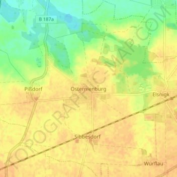 Mappa topografica Osternienburg, altitudine, rilievo