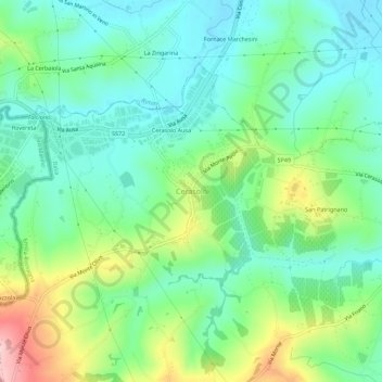 Mappa topografica Cerasolo, altitudine, rilievo