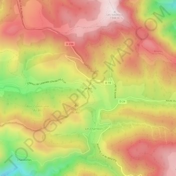Mappa topografica Le Bez, altitudine, rilievo