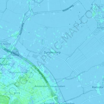 Mappa topografica Zunderdorp, altitudine, rilievo