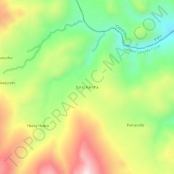 Mappa topografica Yurac Kancha, altitudine, rilievo