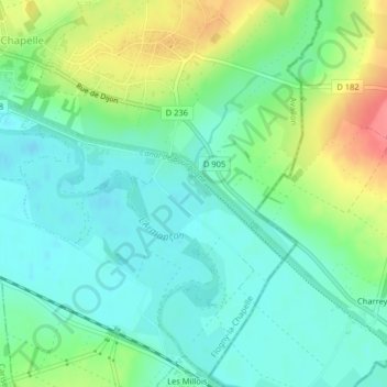 Mappa topografica Crot Millon, altitudine, rilievo