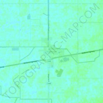 Mappa topografica Stanhope, altitudine, rilievo